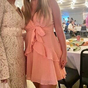 Blue Rain Peach Tie-Front Ruffle Mini Dress